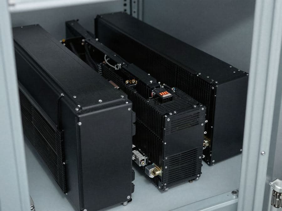 Avionics line-replaceable units in a rack
